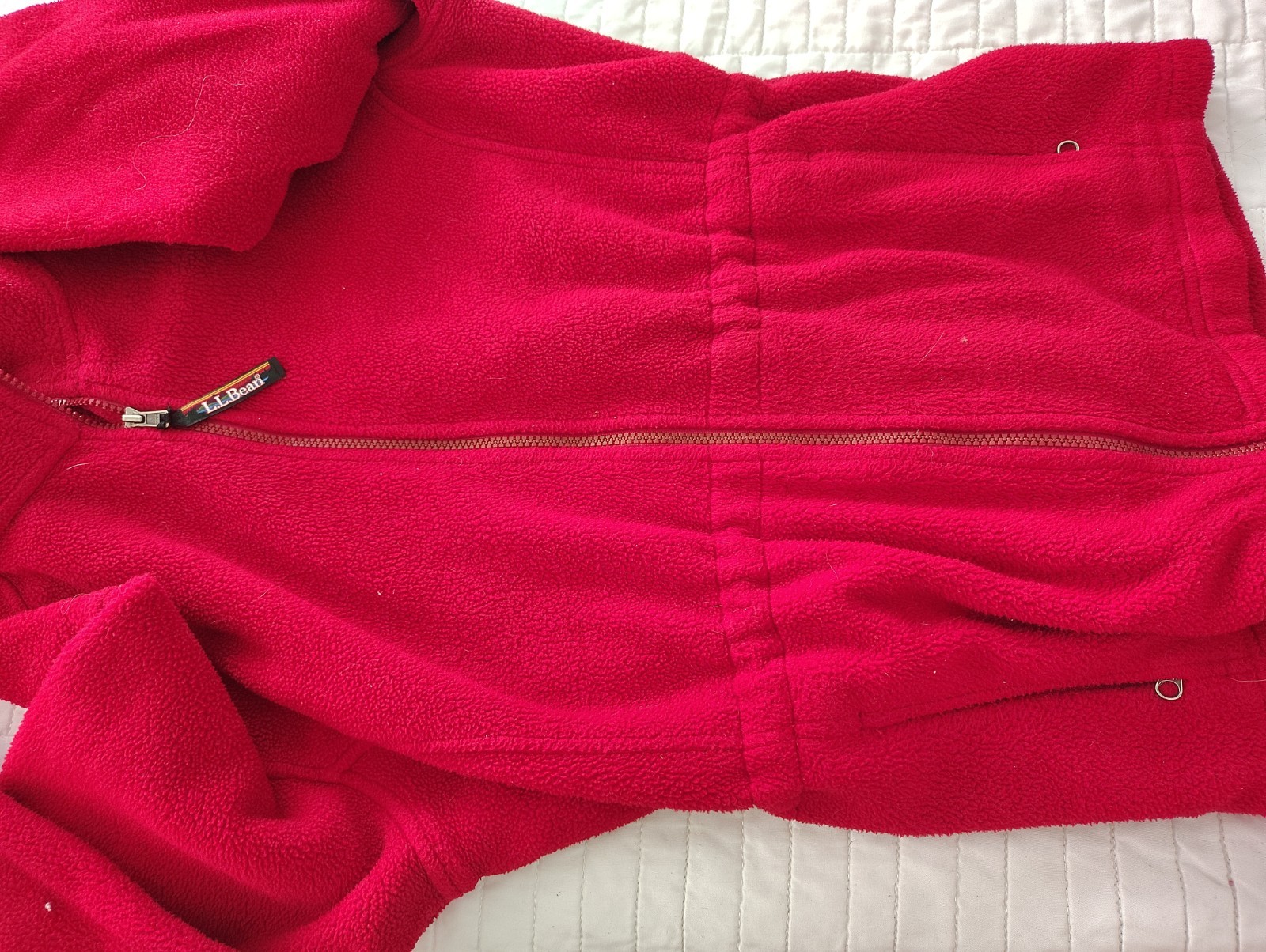 LL Bean Womens Fleece Full Zip Jacket Maroon Burgundy Size Medium Regular
