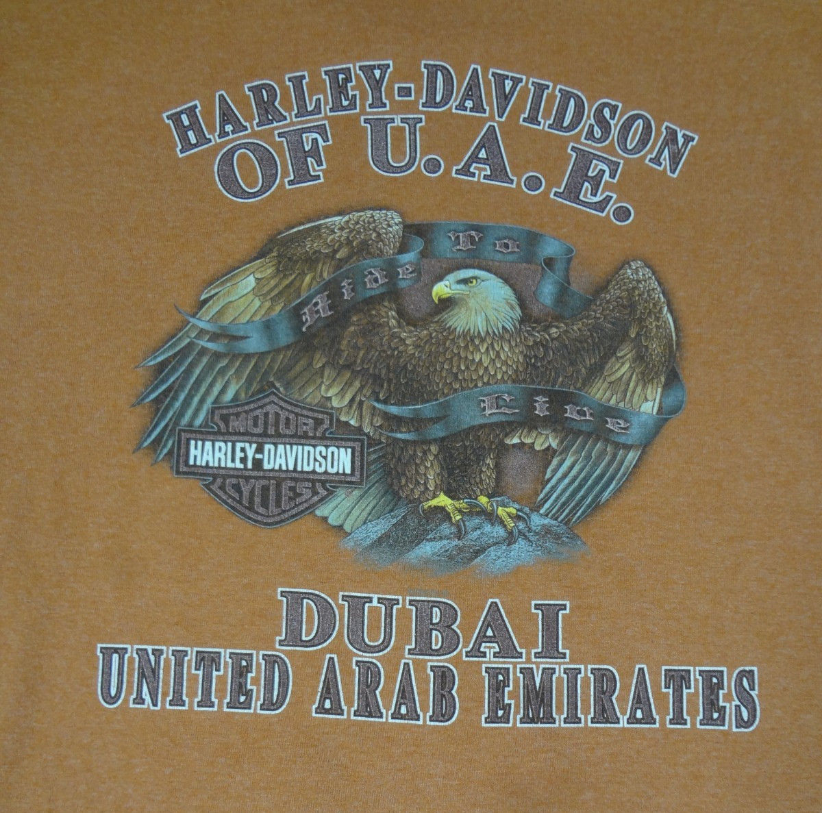 HARLEY-DAVIDSON MOTORCYCLES DUBAI UNITED ARAB EMIRATES ORANGE LARGE T-SHIRT L586