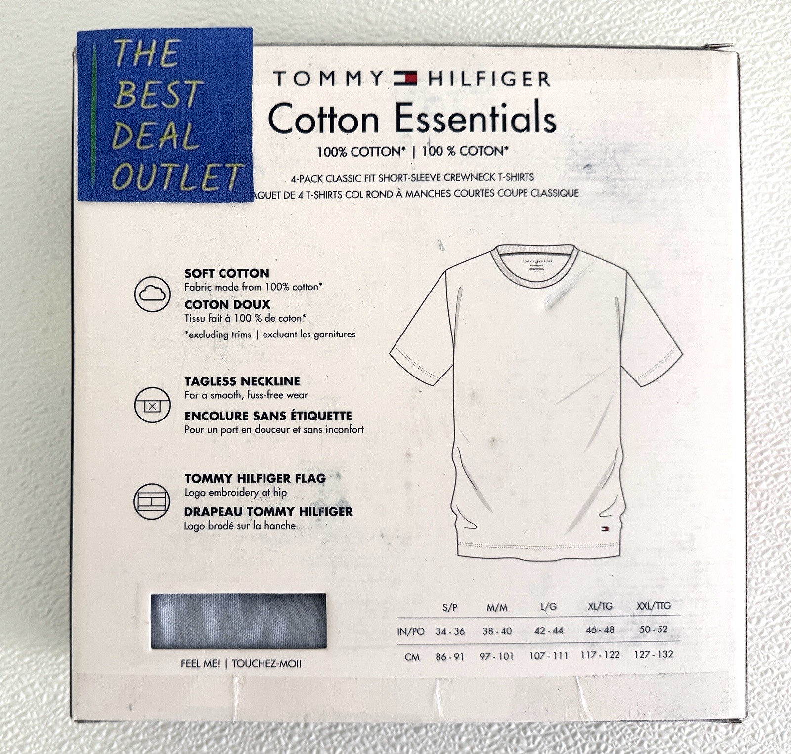 Tommy Hilfiger Men T-Shirts Tees 4 Pack M L XL Cotton Crew Neck Blue Black White