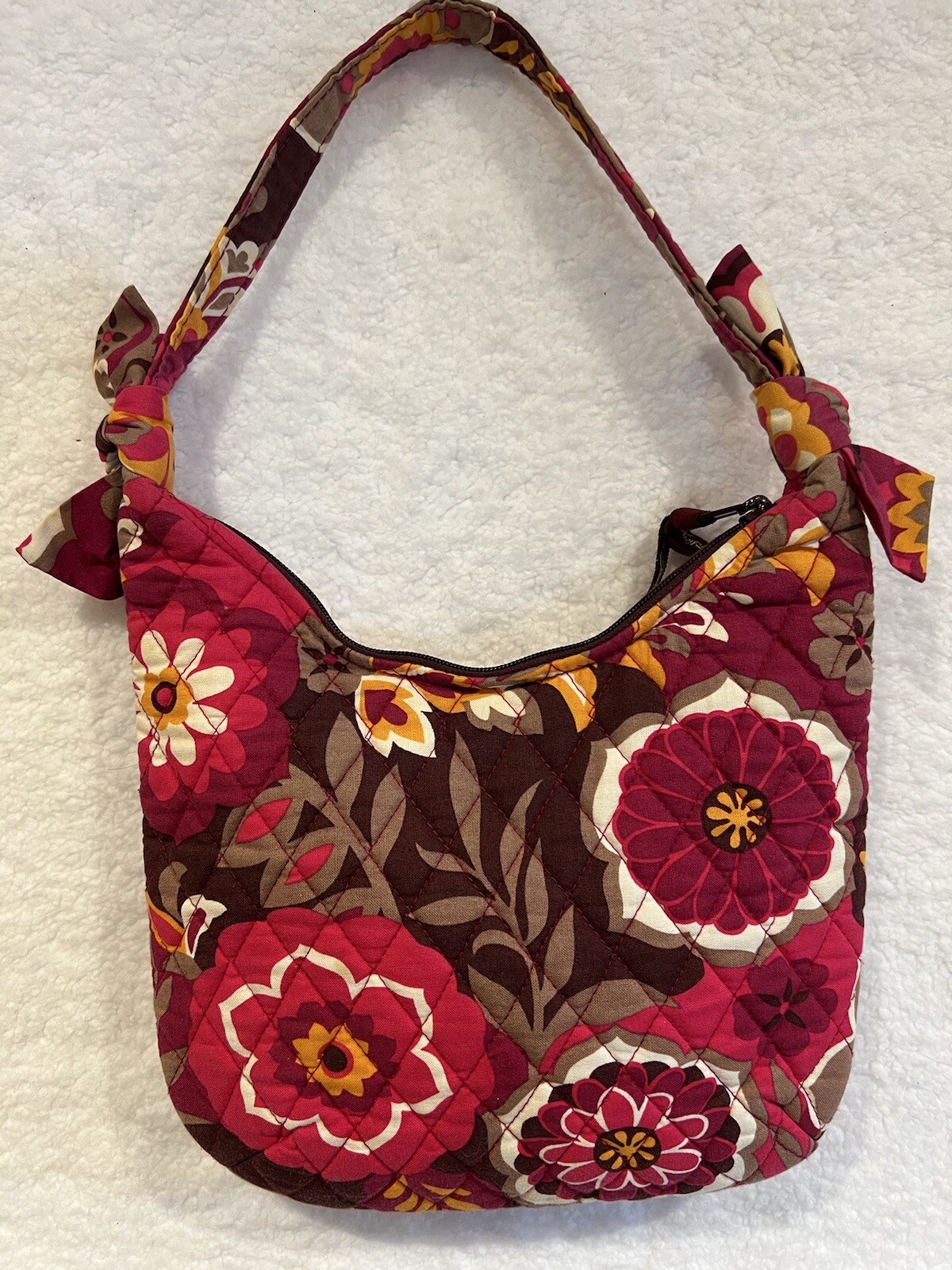 Vera Bradley Fuchsia Orange Tan Over The Shoulder Olivia Carnaby Purse Ret. 2009