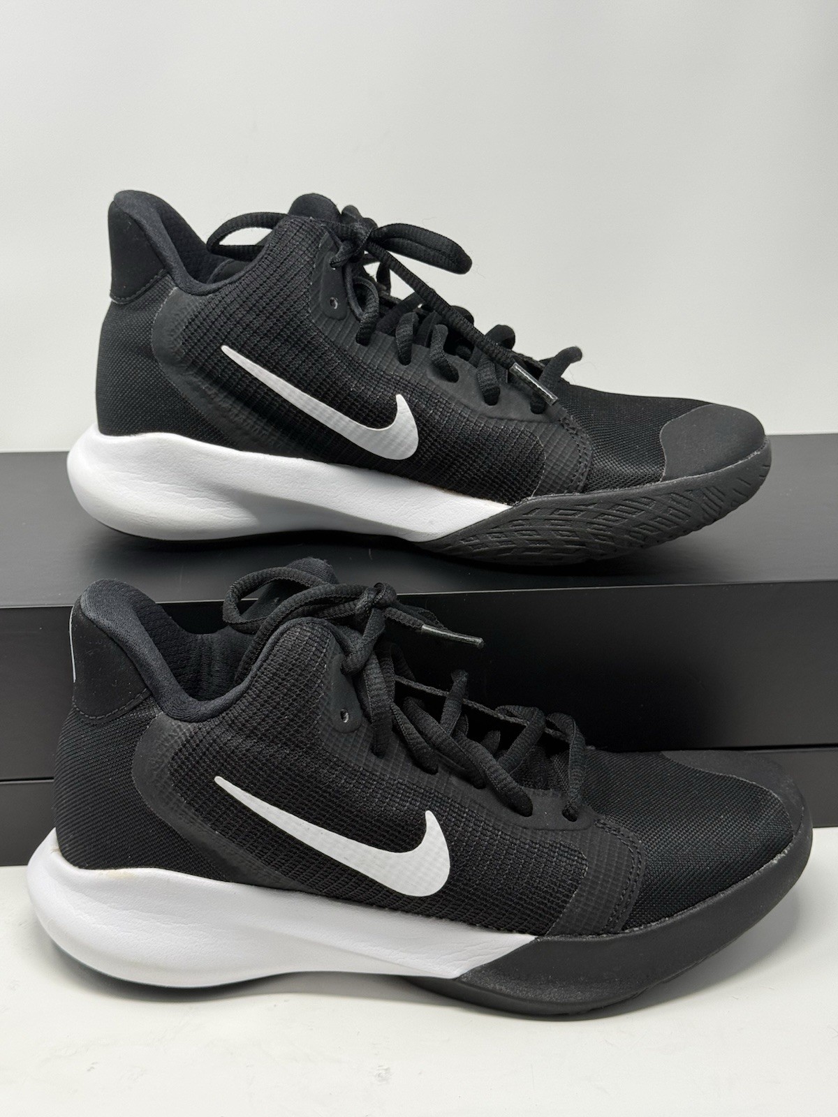 Boys Nike Precision III Black White Comfort Basketball Shoes AQ7495-002 Size 4.5