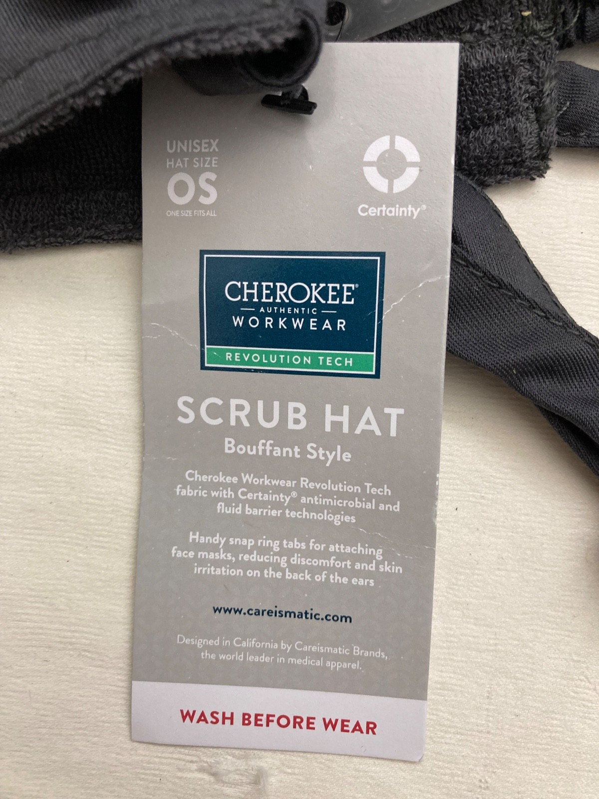 Cherokee Scrubs, Bouffant Style OS Scrub Hat Cap, Pewter Color WW508AB, 5 Pack