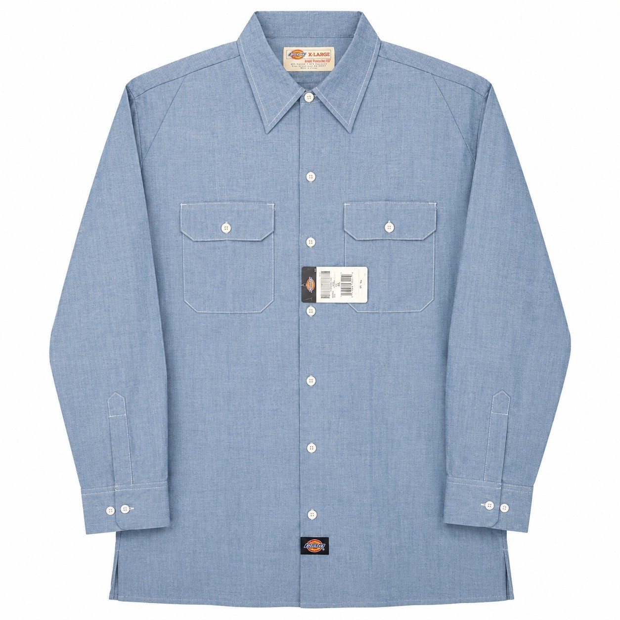 Dickies Long Sleeve Chambray Work Shirt Mens XL Blue