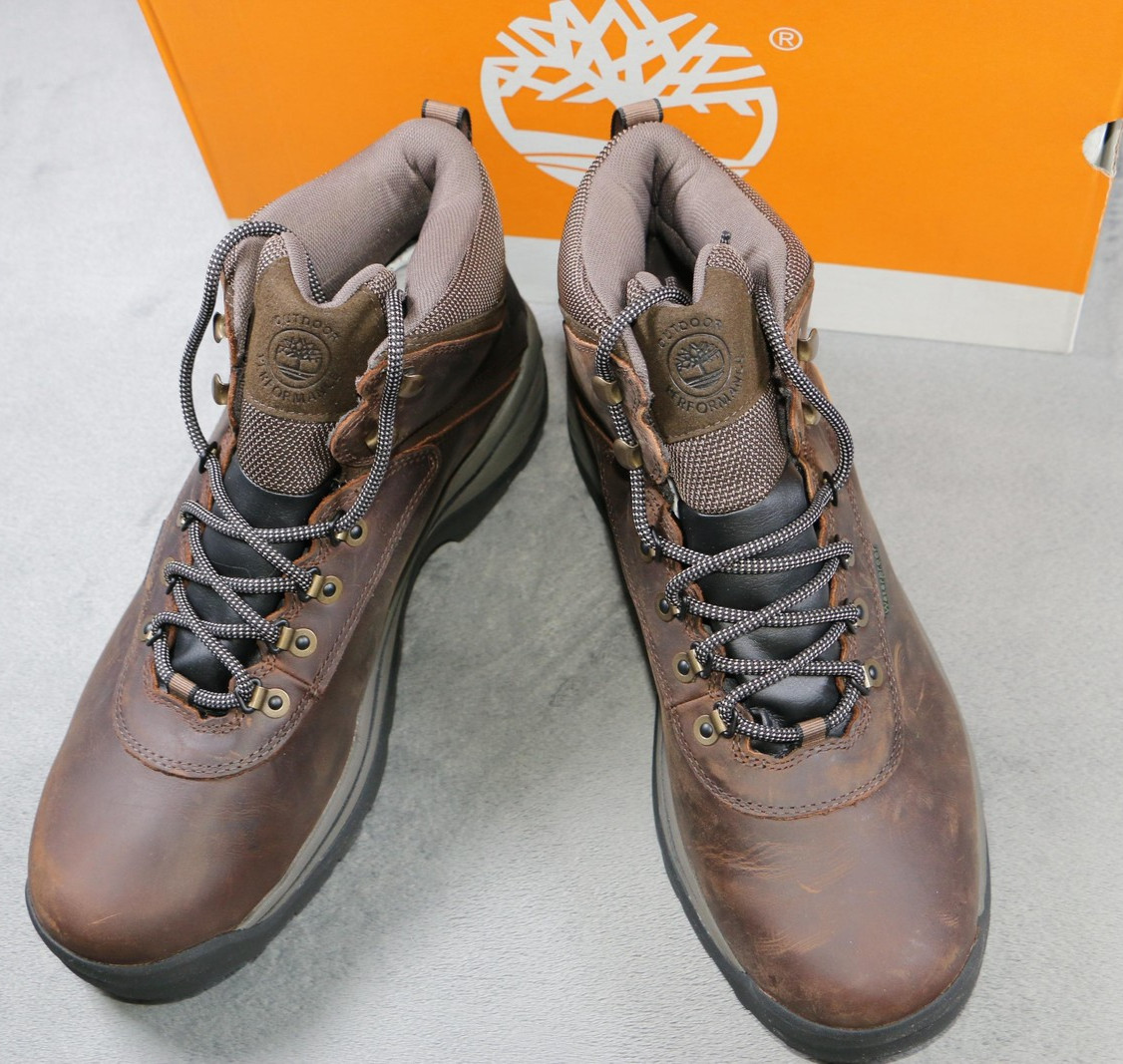 Timberland White Ledge Waterproof Mid Hiker Boots Mens Size 12 Brown Full Grain