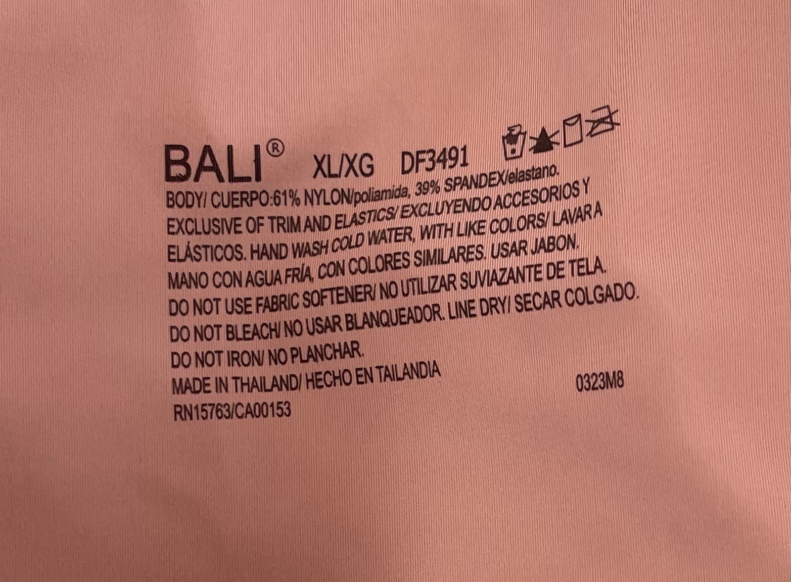 Bali DF3491 Seamless Wireless Pullover Bralette Bra Pink XL Wide Strap