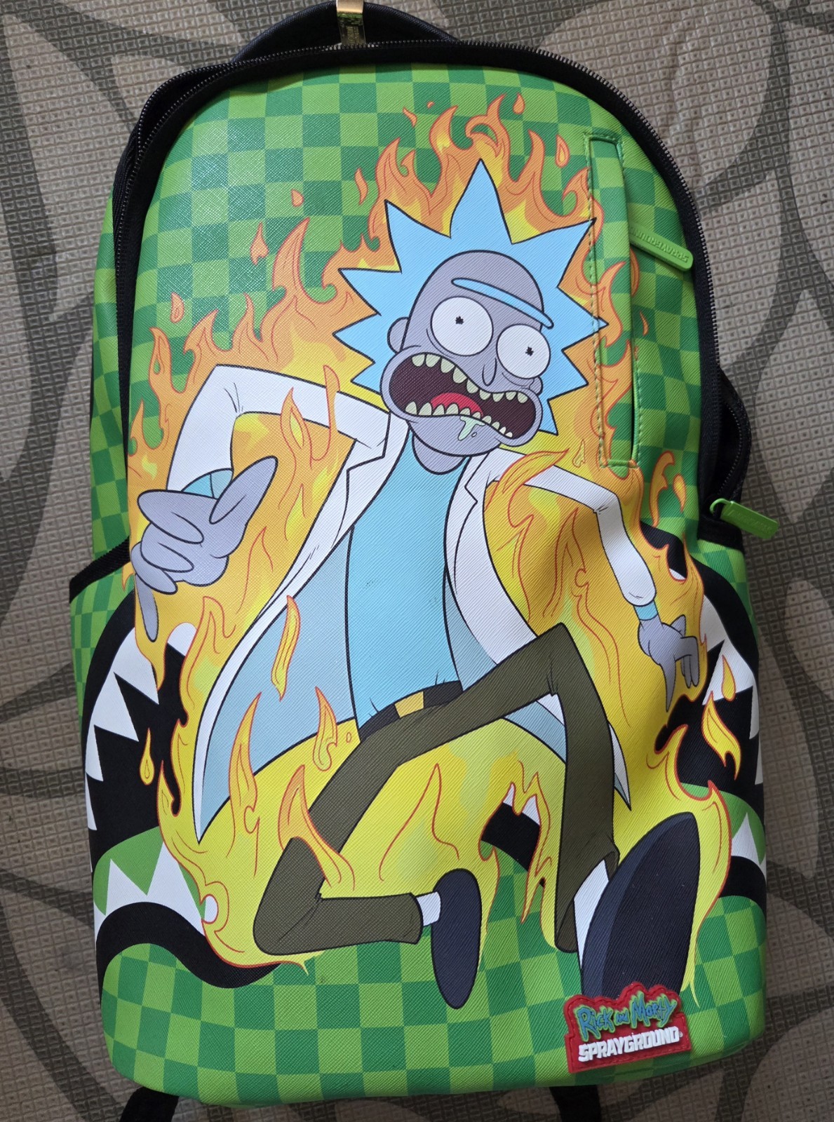 Sprayground Bags RICK & MORTY INTO THE FURY BACKPACK (DLXV) Green Flame Fire