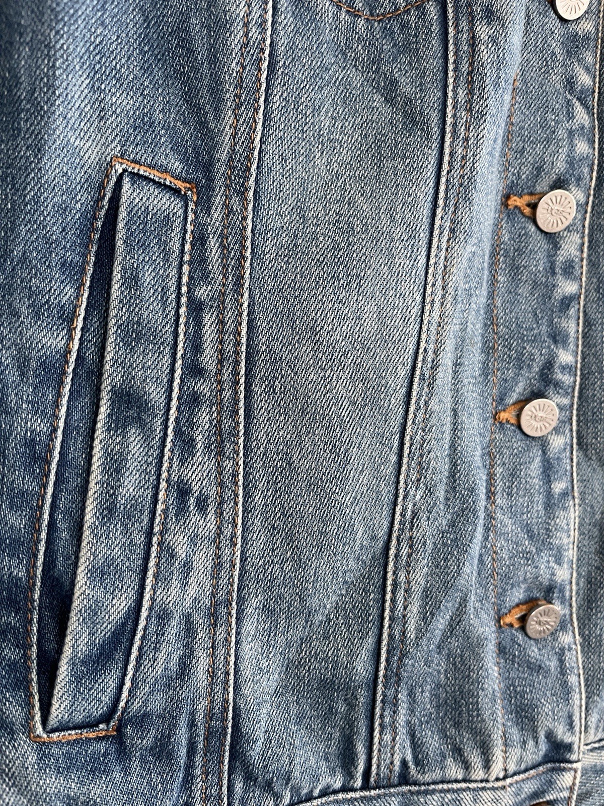 Vintage UGG Denim Jean Jacket Medium Sherpa Lambswool Collar Removable Trucker