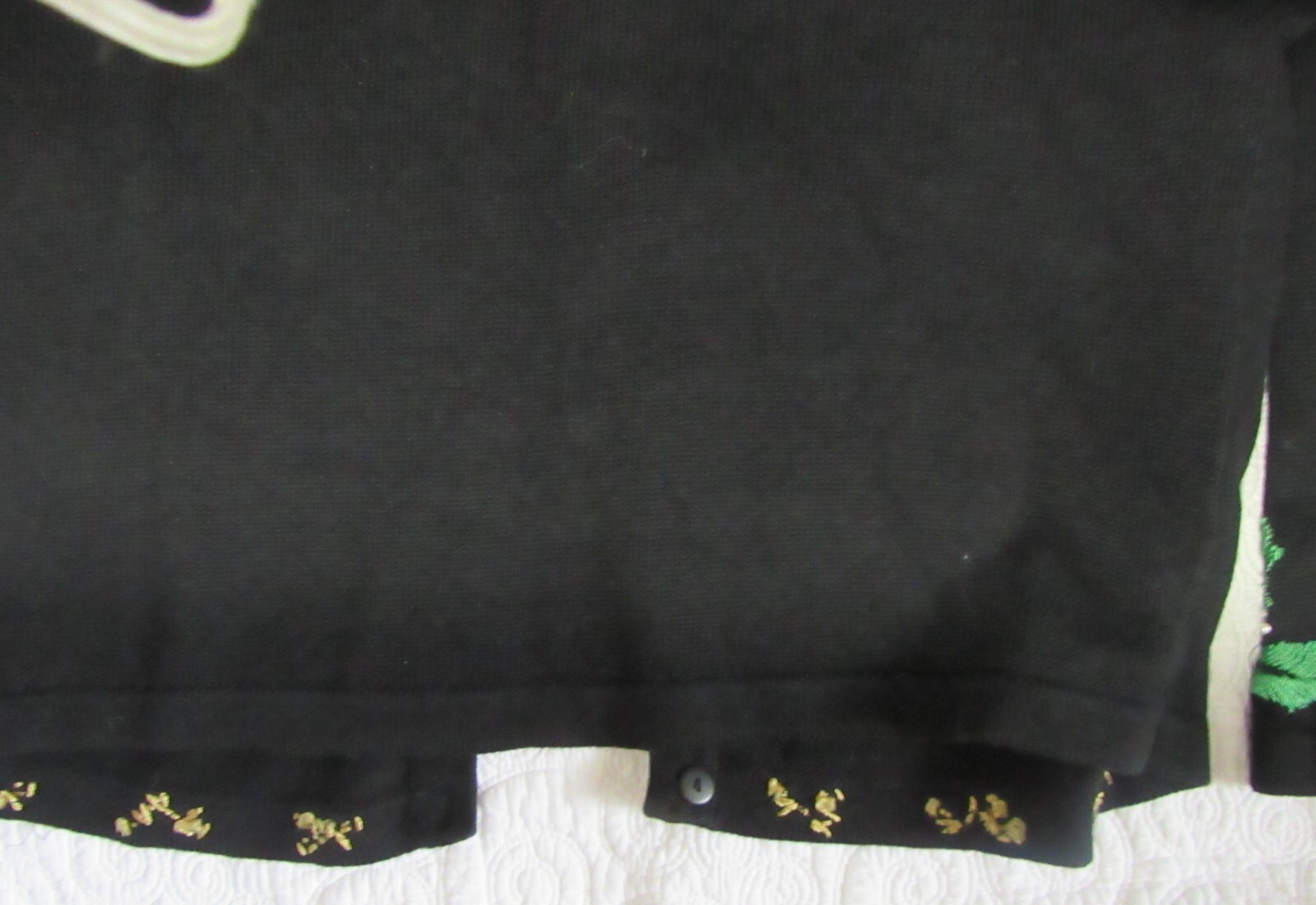 Victoria Jones Christmas Sweater Cardigan Womens XL Black Red Holly Berries
