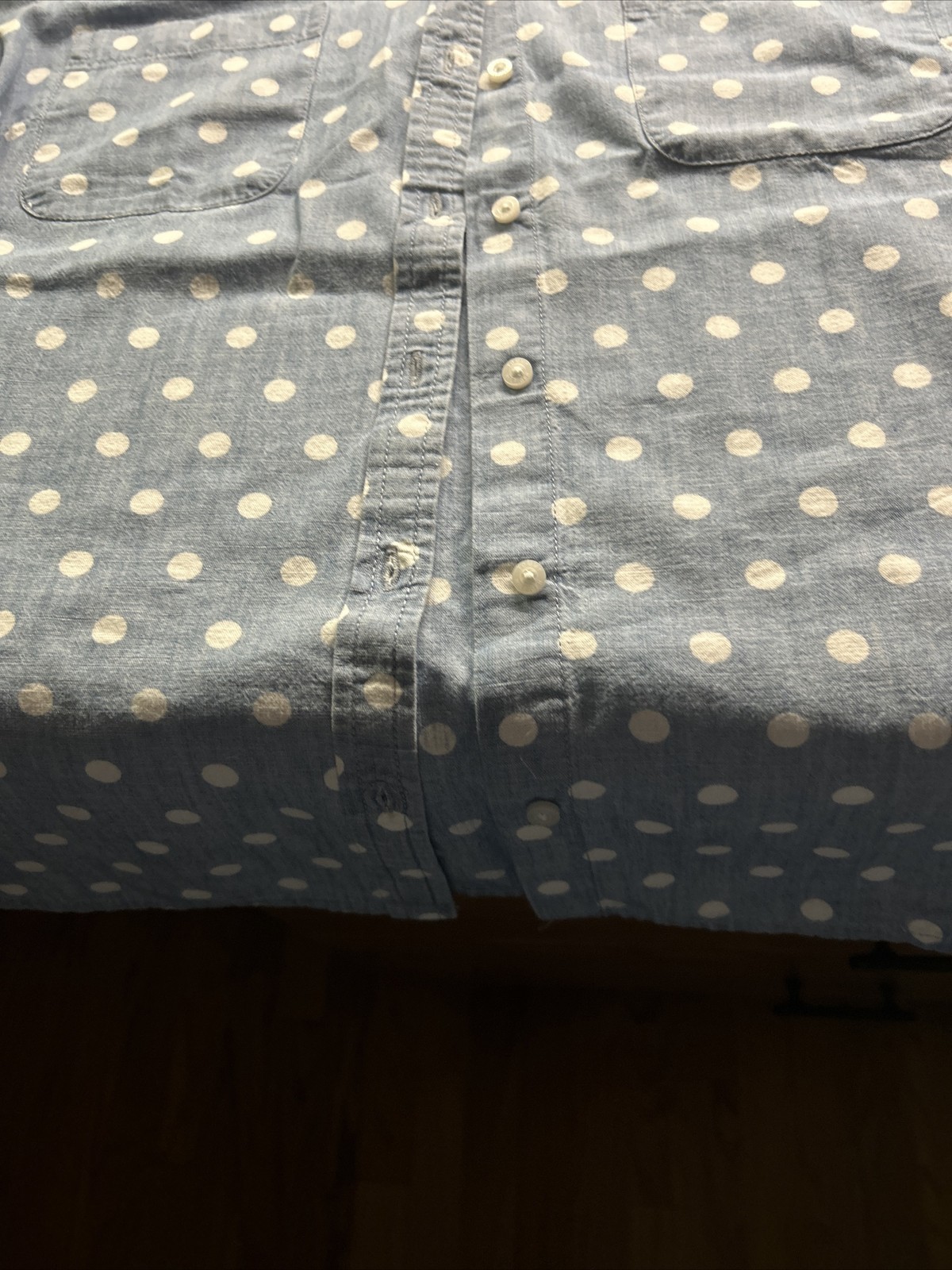 NWT TOMMY HILFIGER Tops Size XL LIGHT BLUE/WHITE Polka Dot BUTTON UP Blouse/POLK
