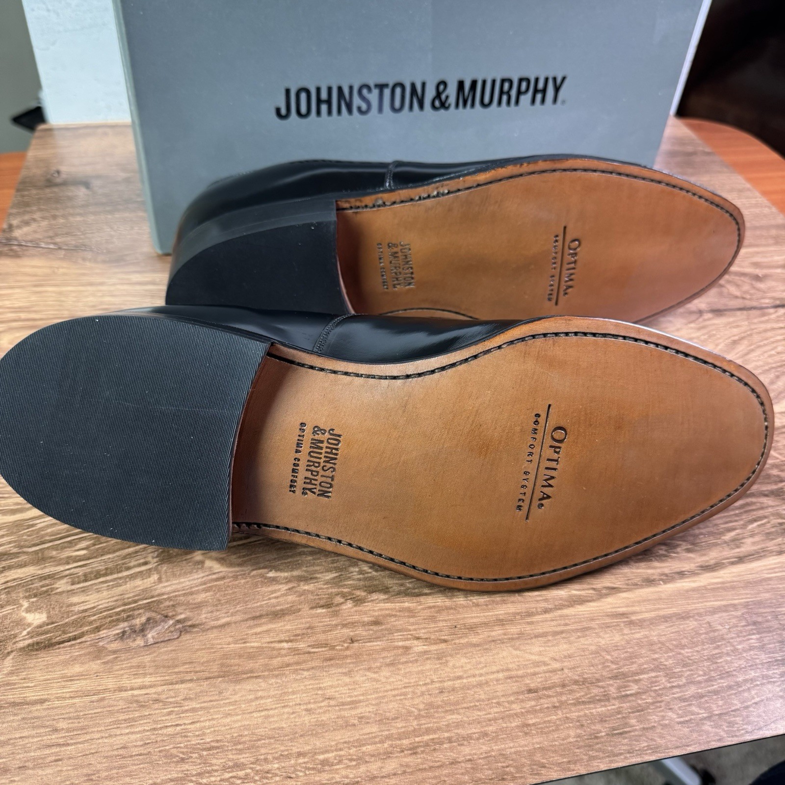 Johnston & Murphy Melton 22-2981 Black Oxford 12 3E New In Box Optima Comfort
