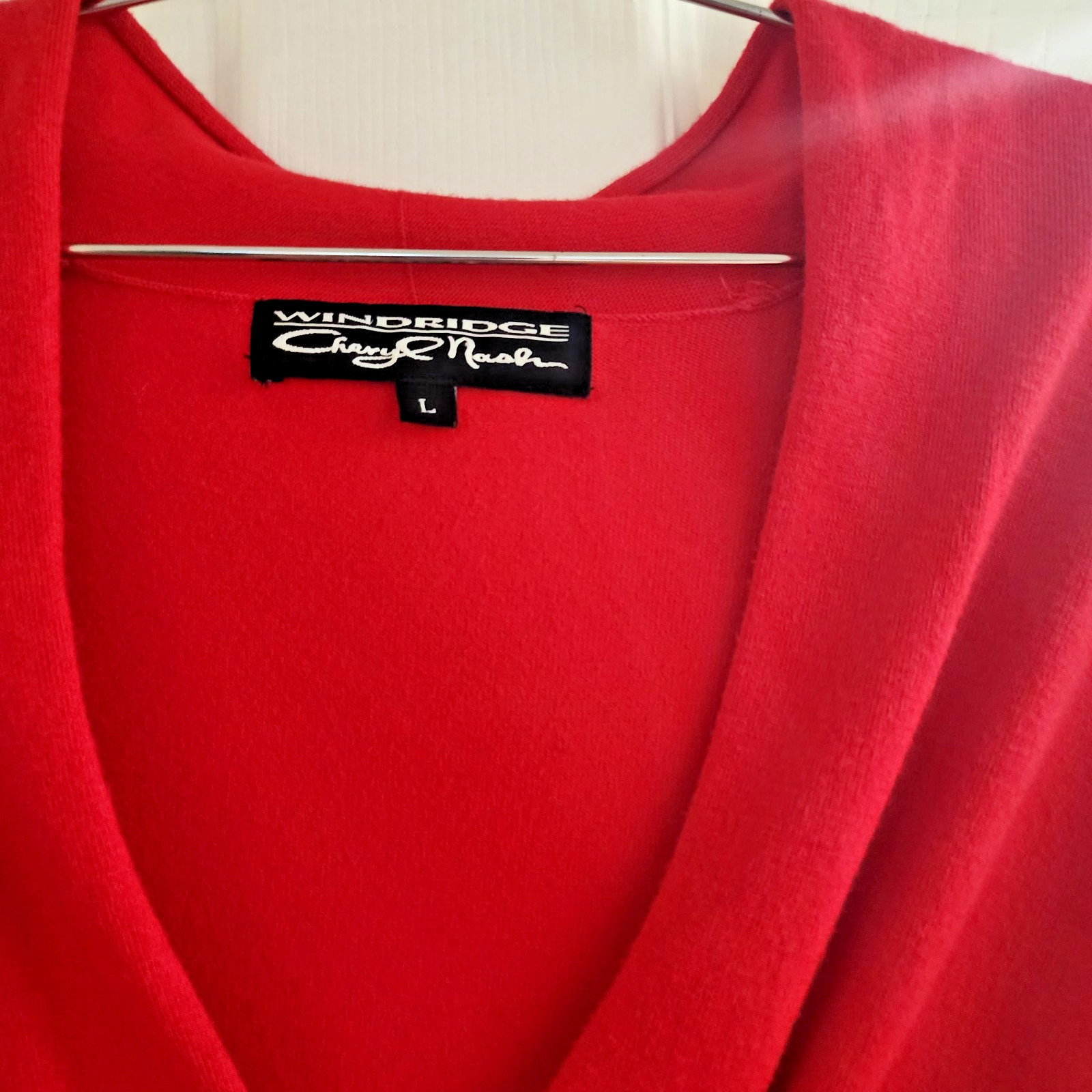 Windridge Red Rayon Nylon Spandex Knit Surplus Knot Top Bracelet Sleeve Sz LG