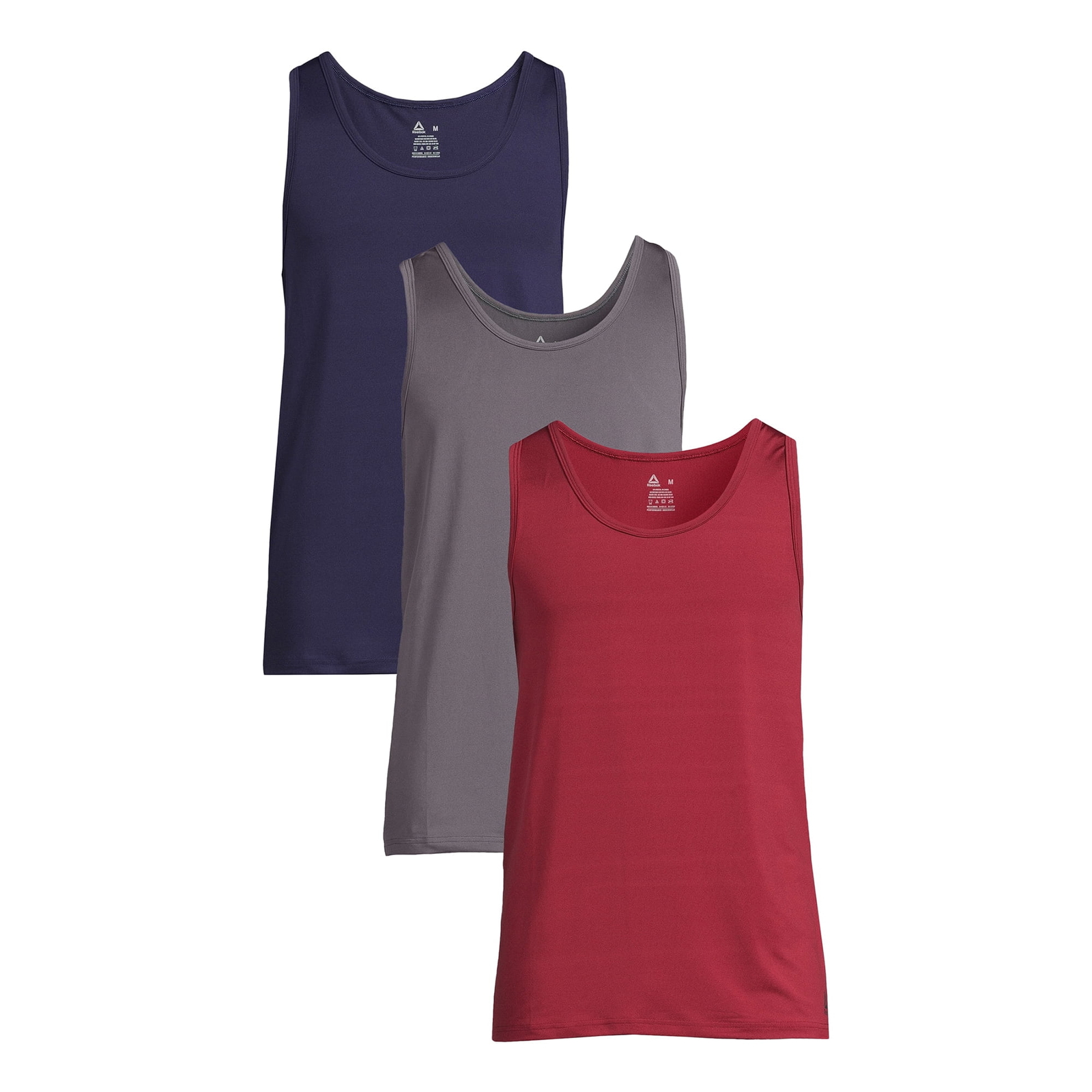 Reebok Men’s 3-PACK Sleeveless Breathable Performance Tank Top Shirts: XL