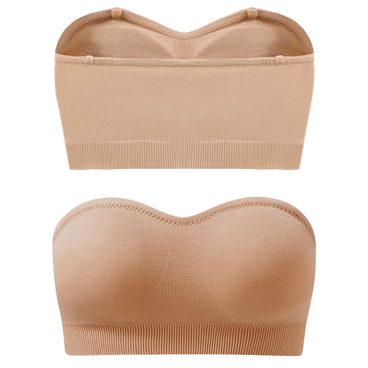 Women Padded Tube Top Bra Seamless Bandeau Strapless Bralette Stretch Intimates
