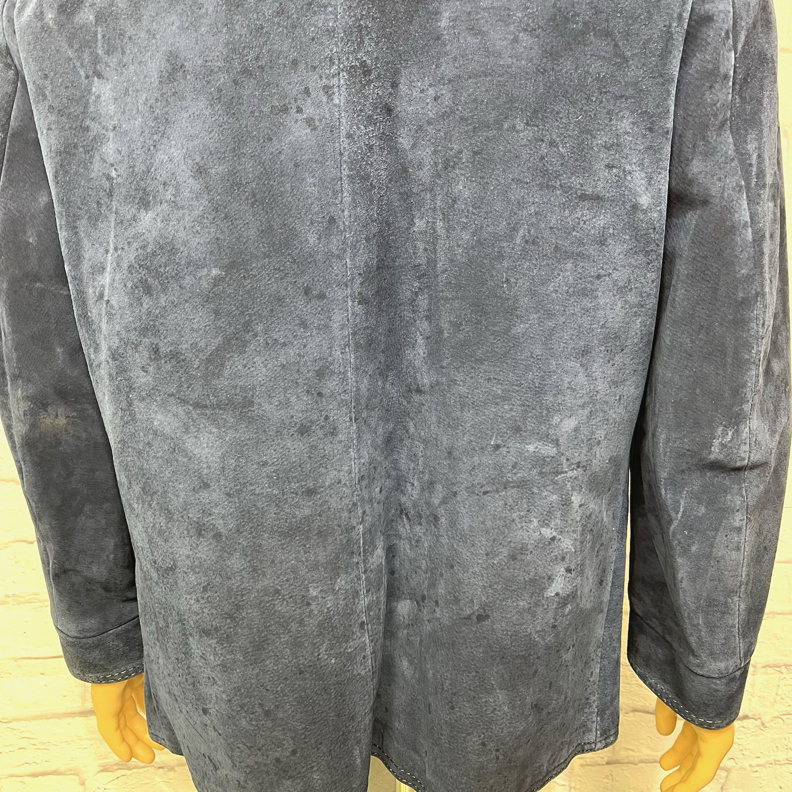 Vintage 60s 70s Men’s Cresco Blue Suede Leather Jacket Size 46 Chore Coat Safari