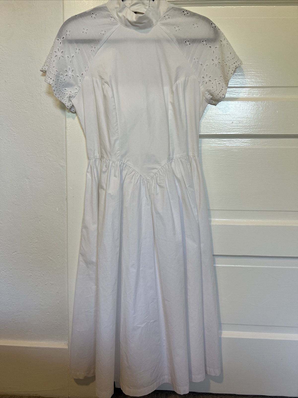 Batsheva NWT XS/S Virginia Dress White Short Sleeve Eyelet Sz 8 Spring