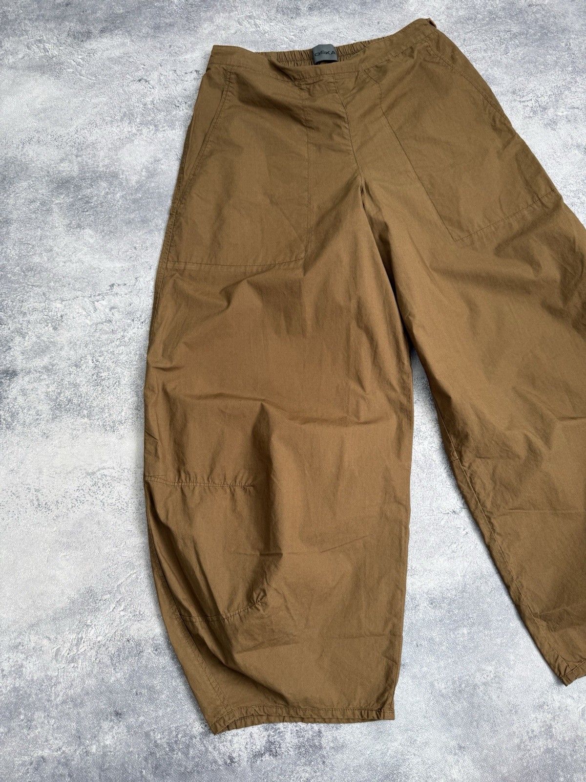OSKA Trousers Baggy Pants Brown Size 2 Wide Barrel Balloon Women Parachute Japan
