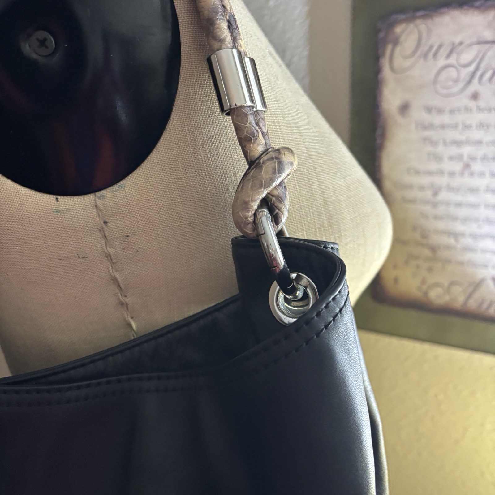 Michael Kors Black Shoulder Bag Silver Hardware Zip Closure