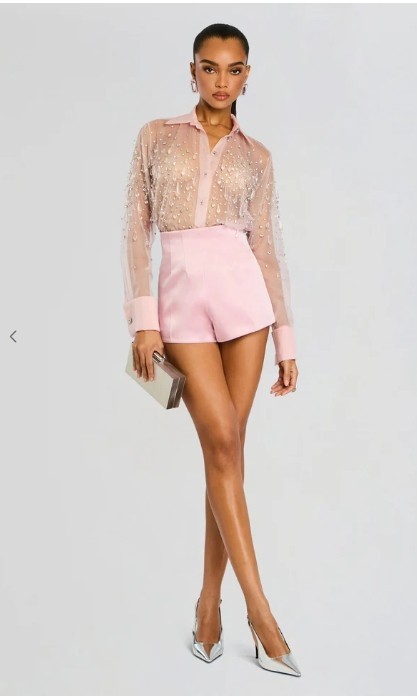 Retrofete Aubriella Embellished Shirt Earl Rose Large New with Tags