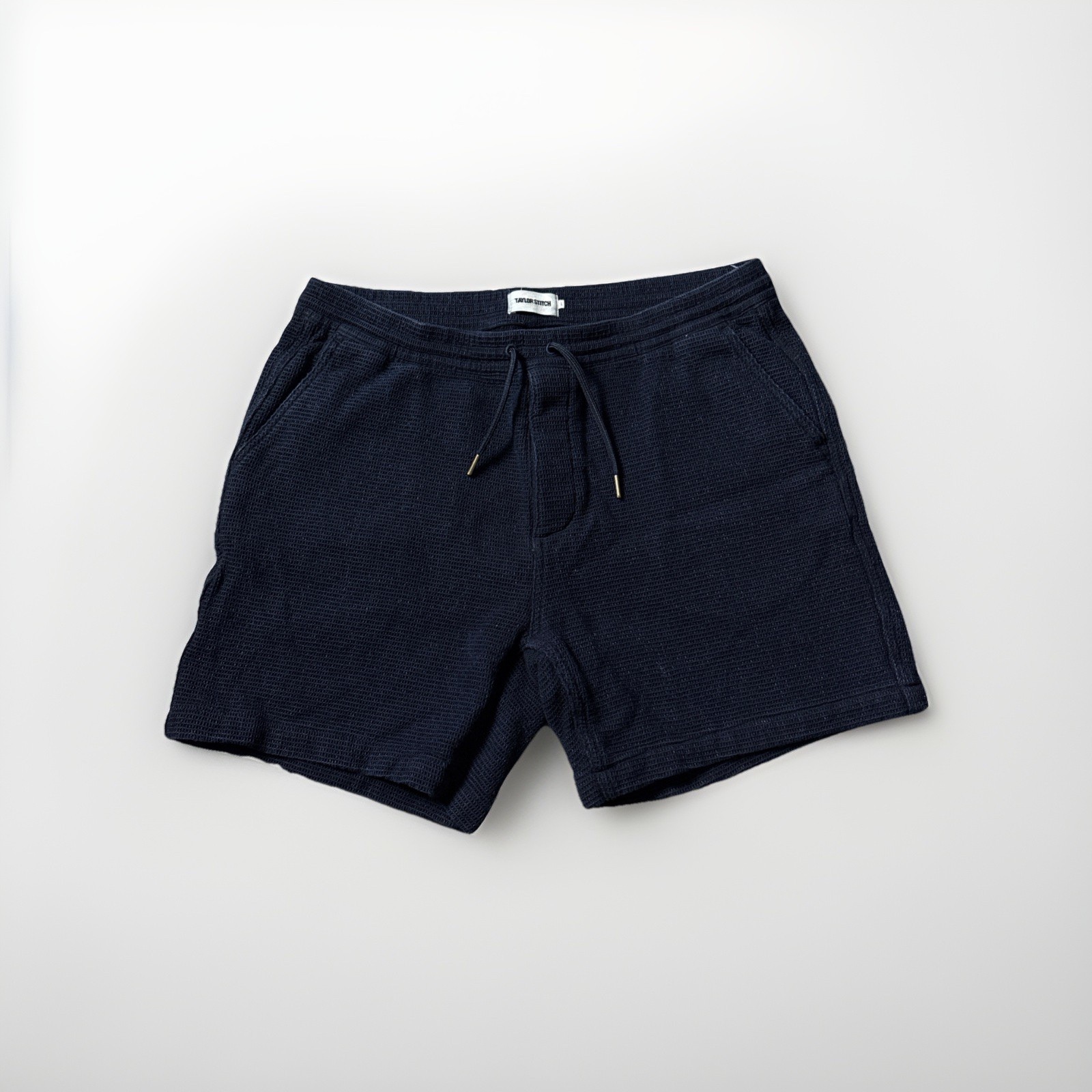 Men’s Taylor Stitch Short Apres Waffle Navy 100% Organic Cotton Size Large $108