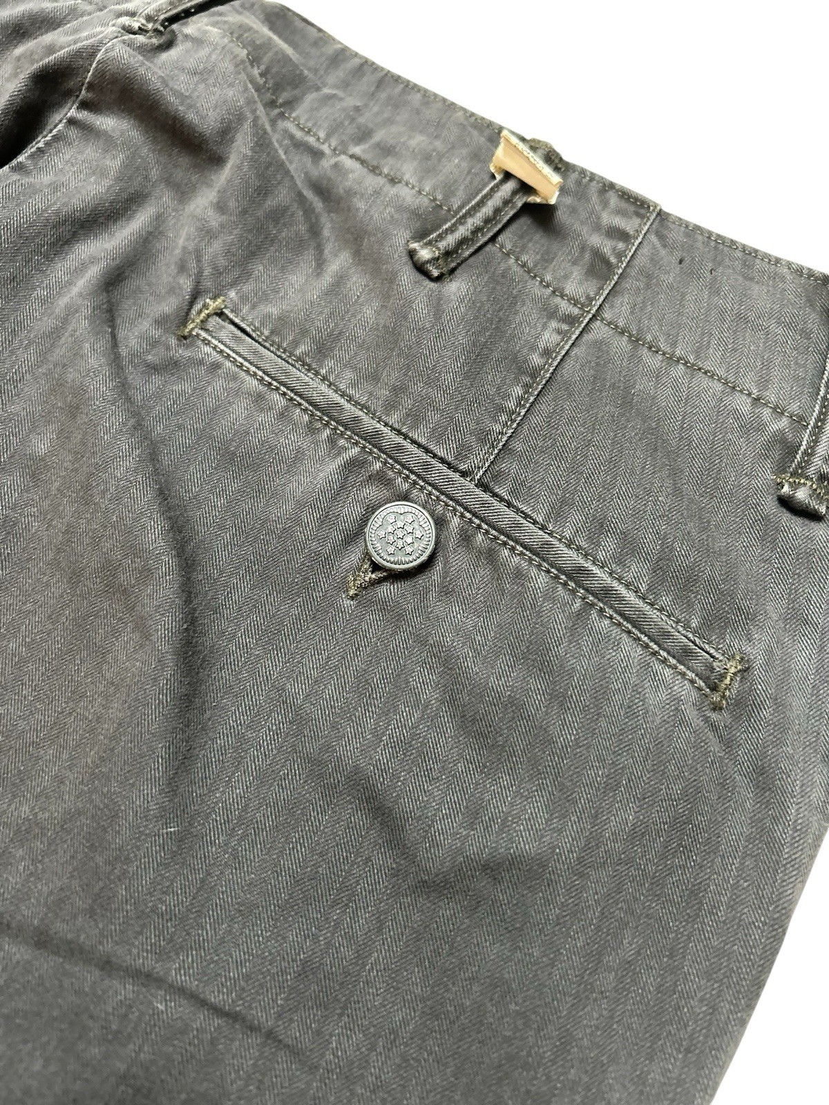 RRL Double RL Washed Black Herringbone Twill Field Trouser Size 34×34 Fit W37