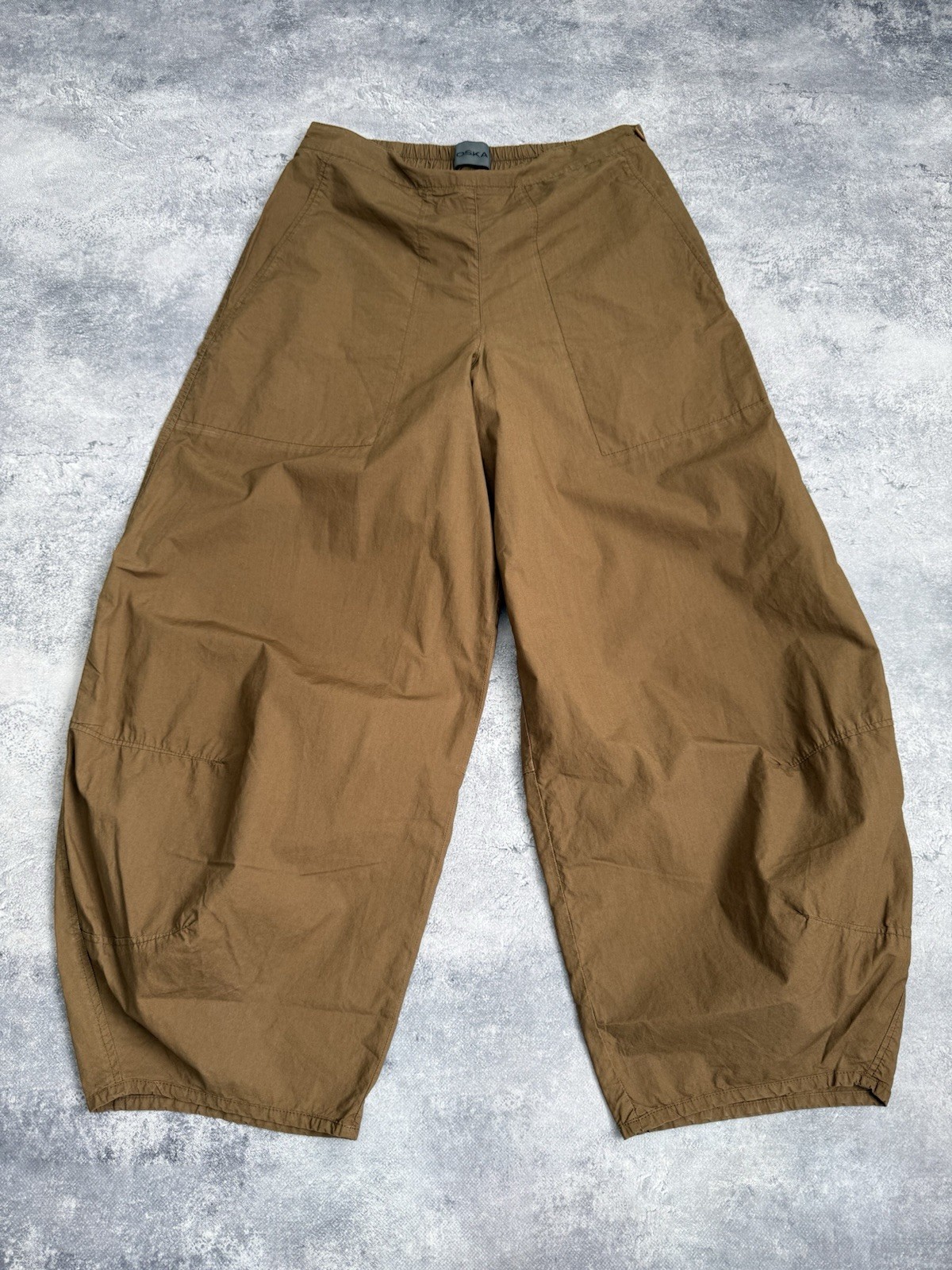 OSKA Trousers Baggy Pants Brown Size 2 Wide Barrel Balloon Women Parachute Japan