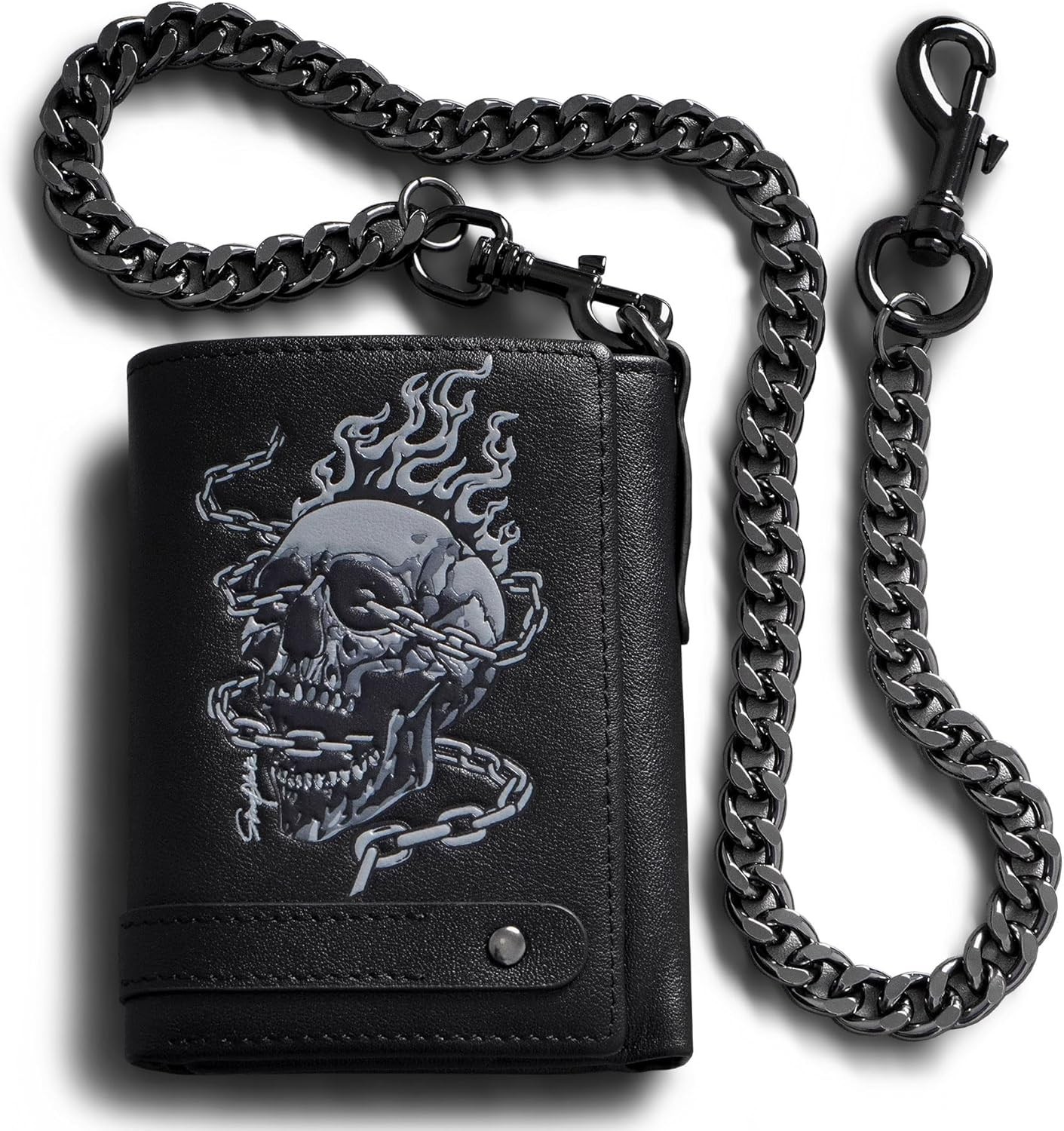Men’s Wallet With Chain Skull Trifold Wallets For Men