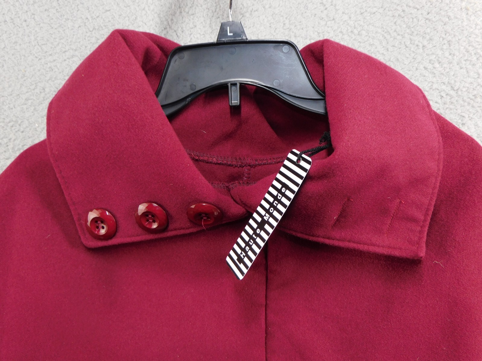 Haute Monde Womens Maroon Turn Down Collar Button Poncho Cape NWT Made in Italy