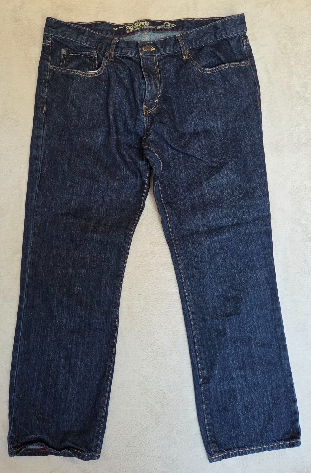 Old Navy Mens Jeans 38×30 Slim Straight Leg Dark Wash Blue Denim Casual Pants