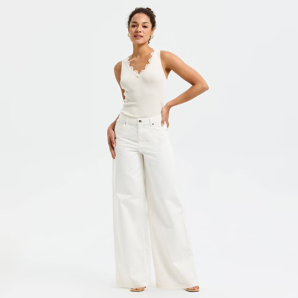 Women Wide Leg Denim Pants – A New Day Cream 4