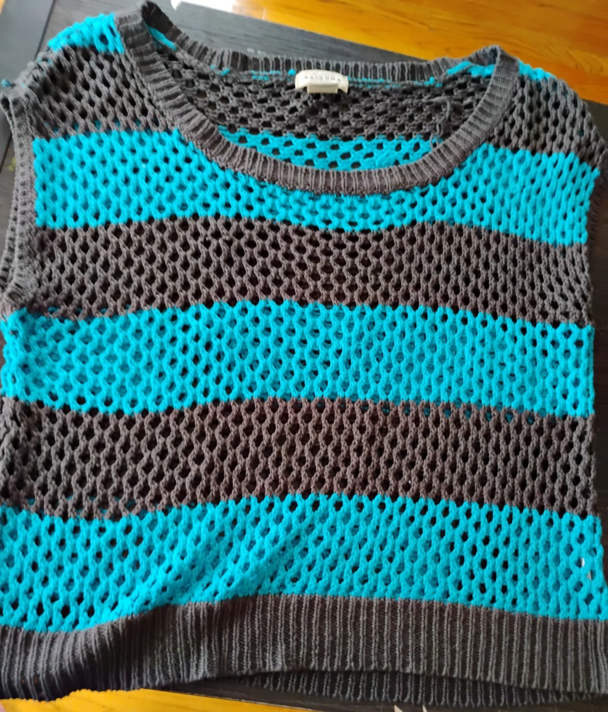 CUTE TEAL AND GREY ARIZONA BRAND CROCHET SWEATER SIZE JUNIOR XL/XG