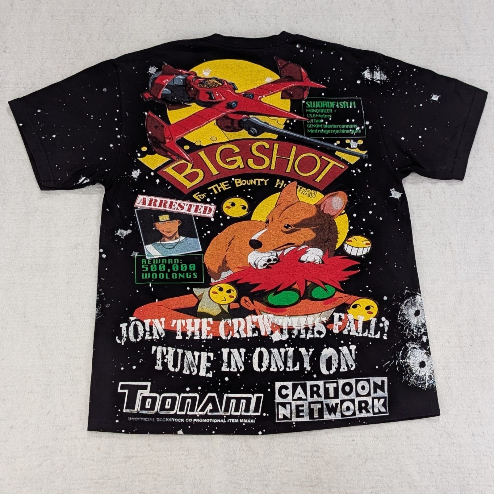 Cowboy Bebop AOP All-Over Print T-Shirt Men’s Large Black Backstock Co Anime
