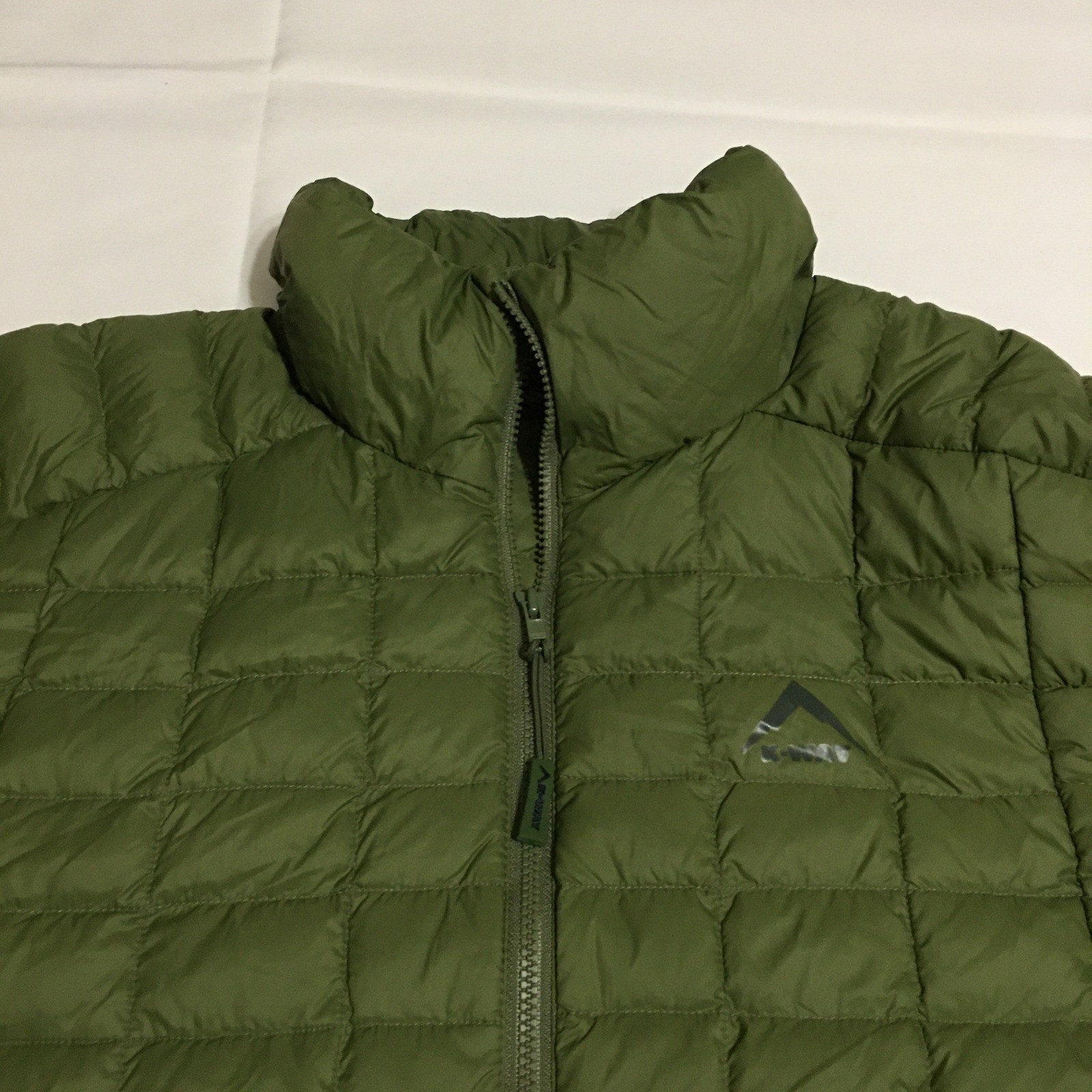 K-Way Puffer Jacket Mens Medium Olive Green Quilted Down Full Zip