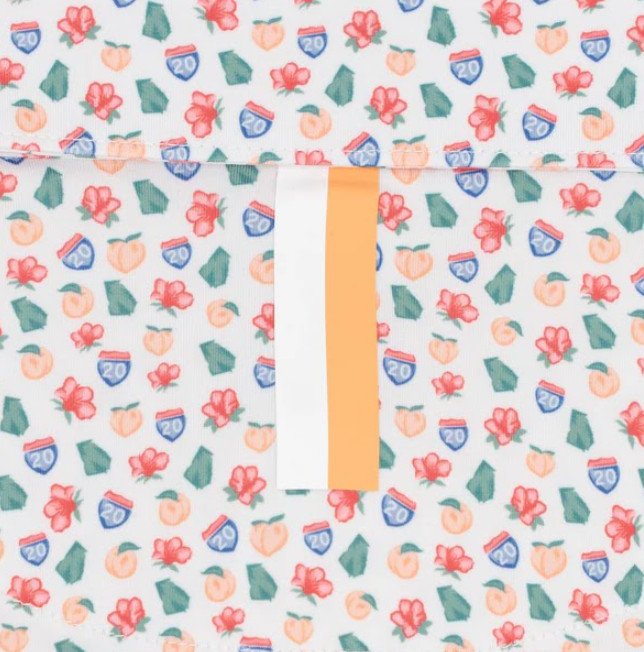 Rhoback The Georgia Peach Men Performance Polo White Floral Fruit Top