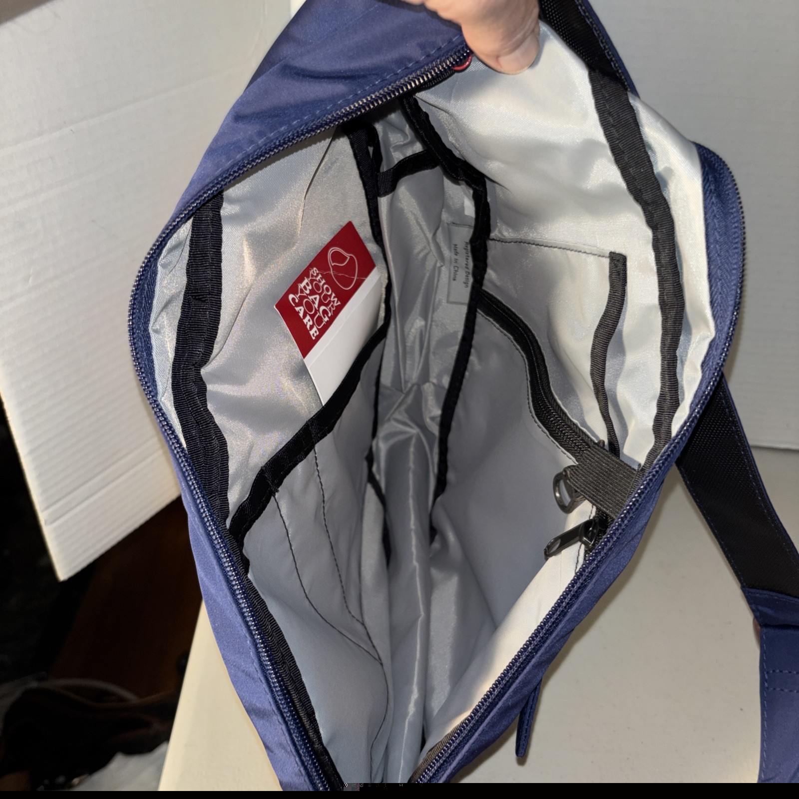 NWT AmeriBag Healthy Back Bag Navy- Adjustable Crossbody Strap -Sling Bag Small