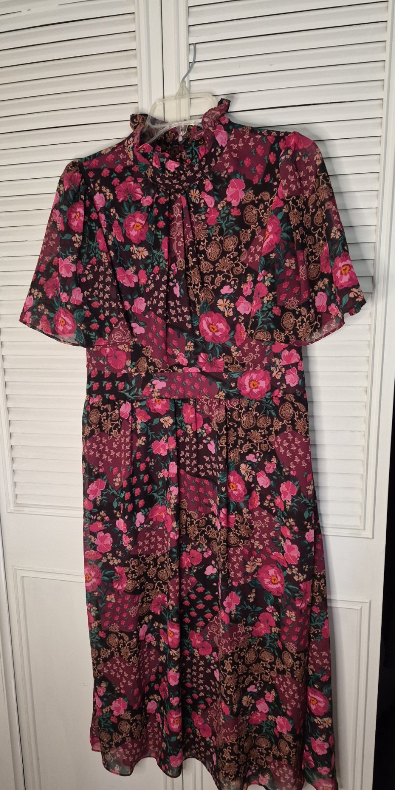 Julia Jordan Women’s Floral Dress Size 6 Midi High Neck Paisley Ruffled Lined