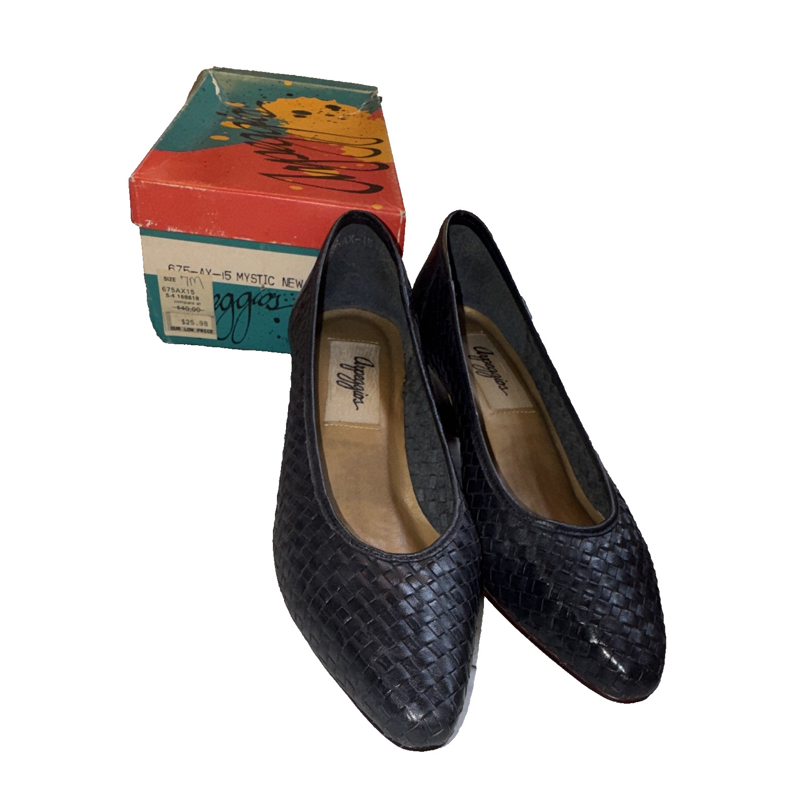 Anaggios Womens Pumps 7M Navy Woven Pointed Toe Faux Suede Slip On