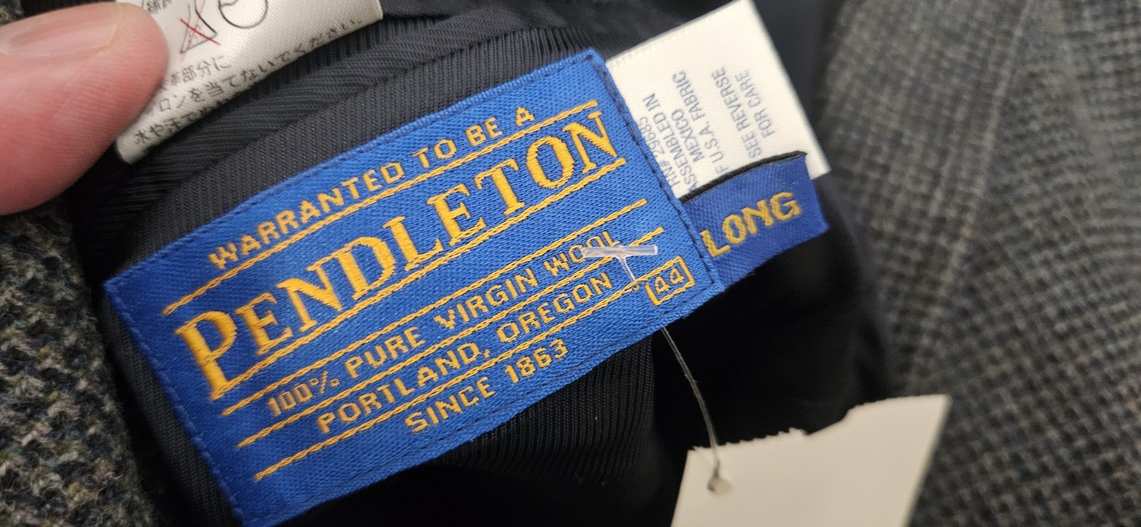 New Pendleton Wool Blazer Western Elbow Patches Gray Black Shooter Jacket 44 L