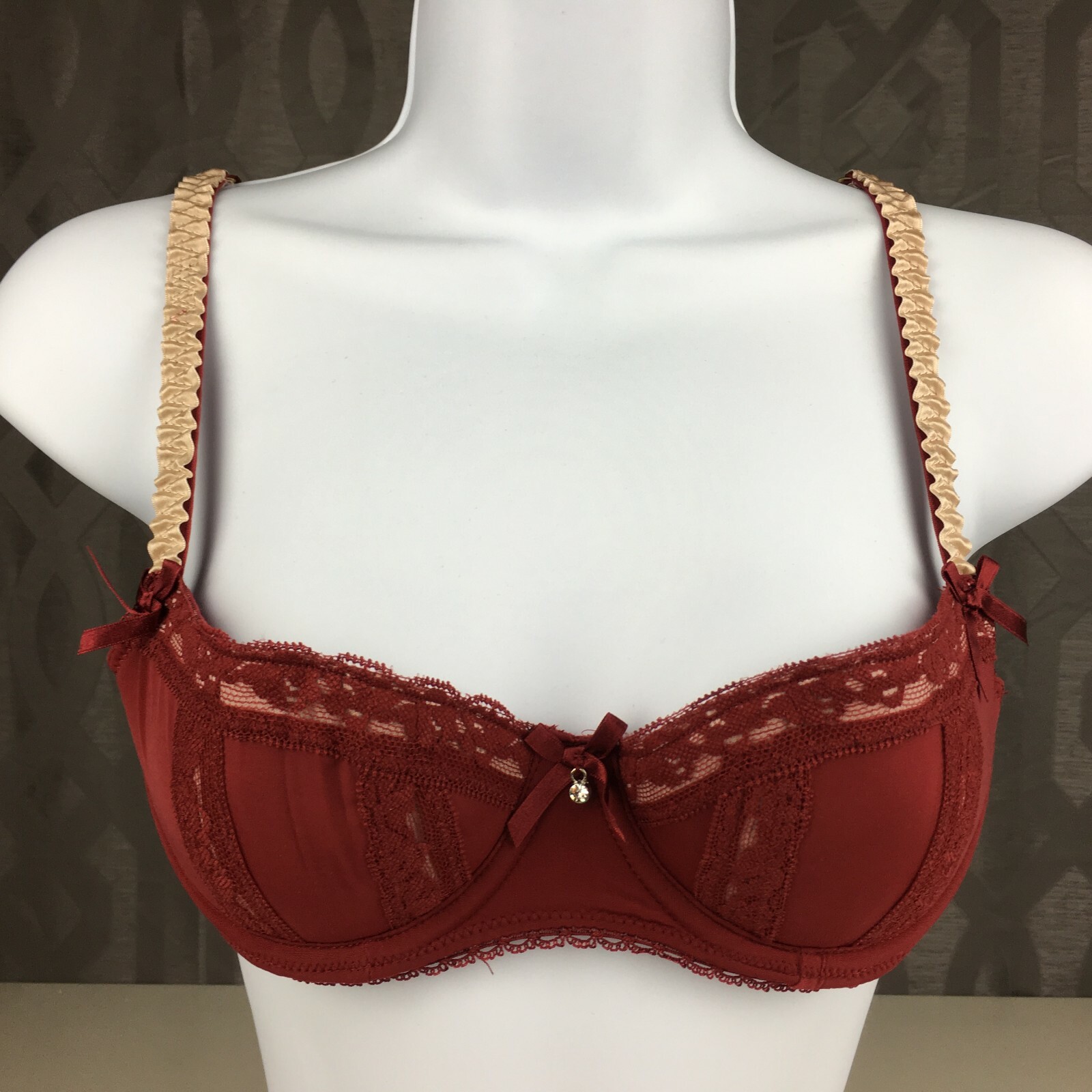 ALEGRO Sexy Lingerie with Lace Underwire Balconette Bra – 9007 Burgundy 30-40