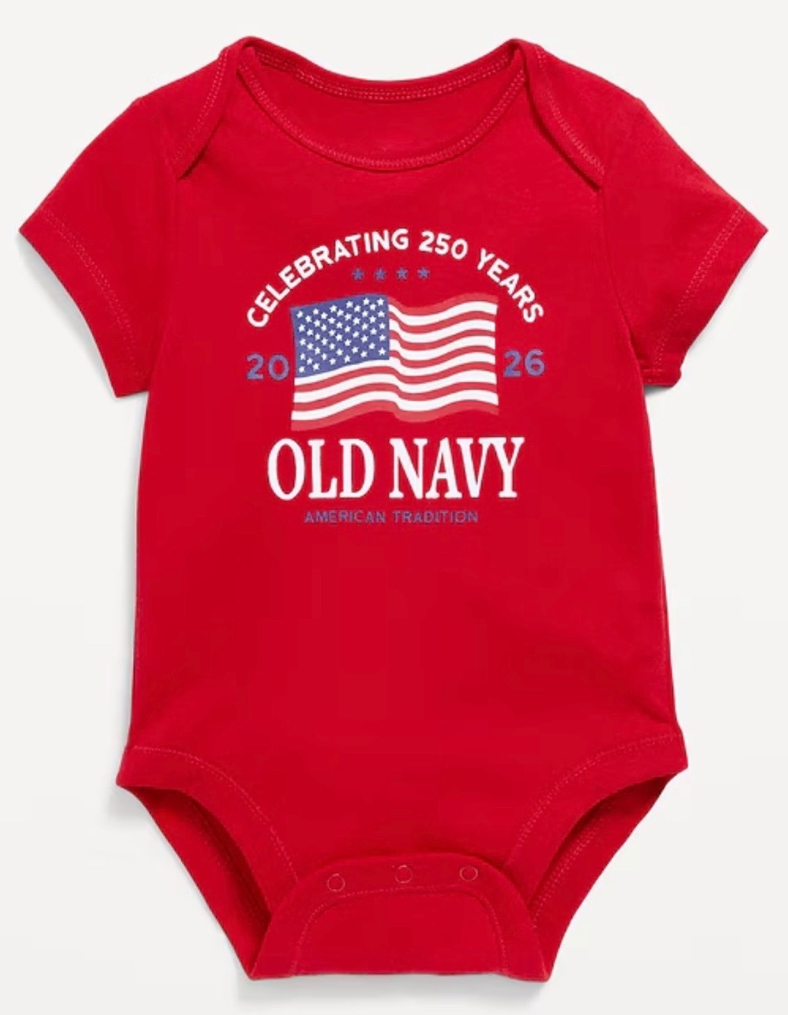 OLD NAVY Bodysuit US Flag 2026 Blue / Red / White 250th Anniversary 0 to 24 M