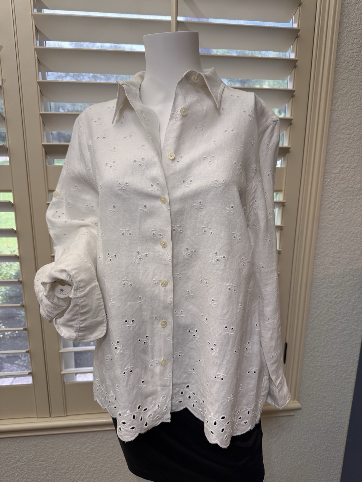 Ralph Lauren 100% Linen Eyelet Shirt Sz 1X