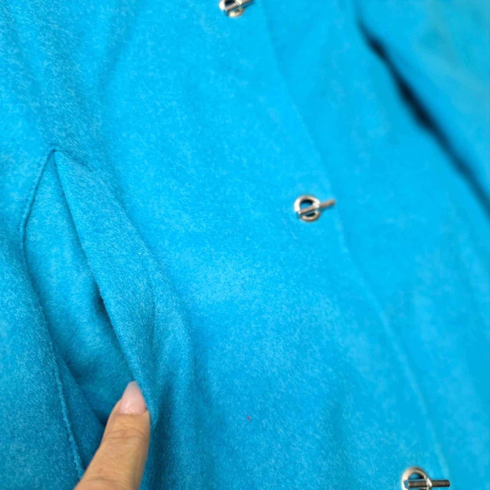 Vintage 90s Wool Duffle Coat 8 Turquoise Quiet Luxury Old Money Outdoor Winter