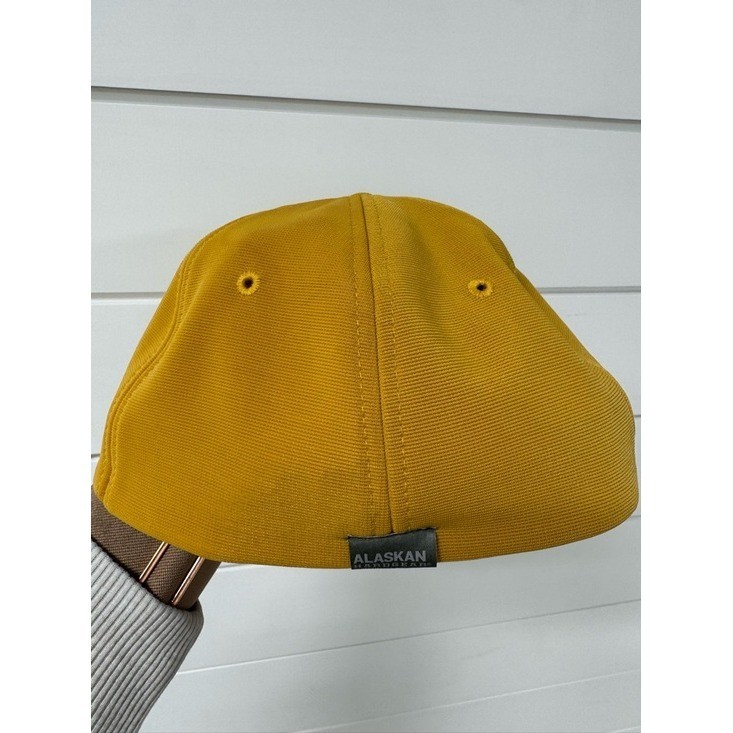Duluth Trading Co Mustard Yellow Trucker Cap with Embossed Bear Paw
