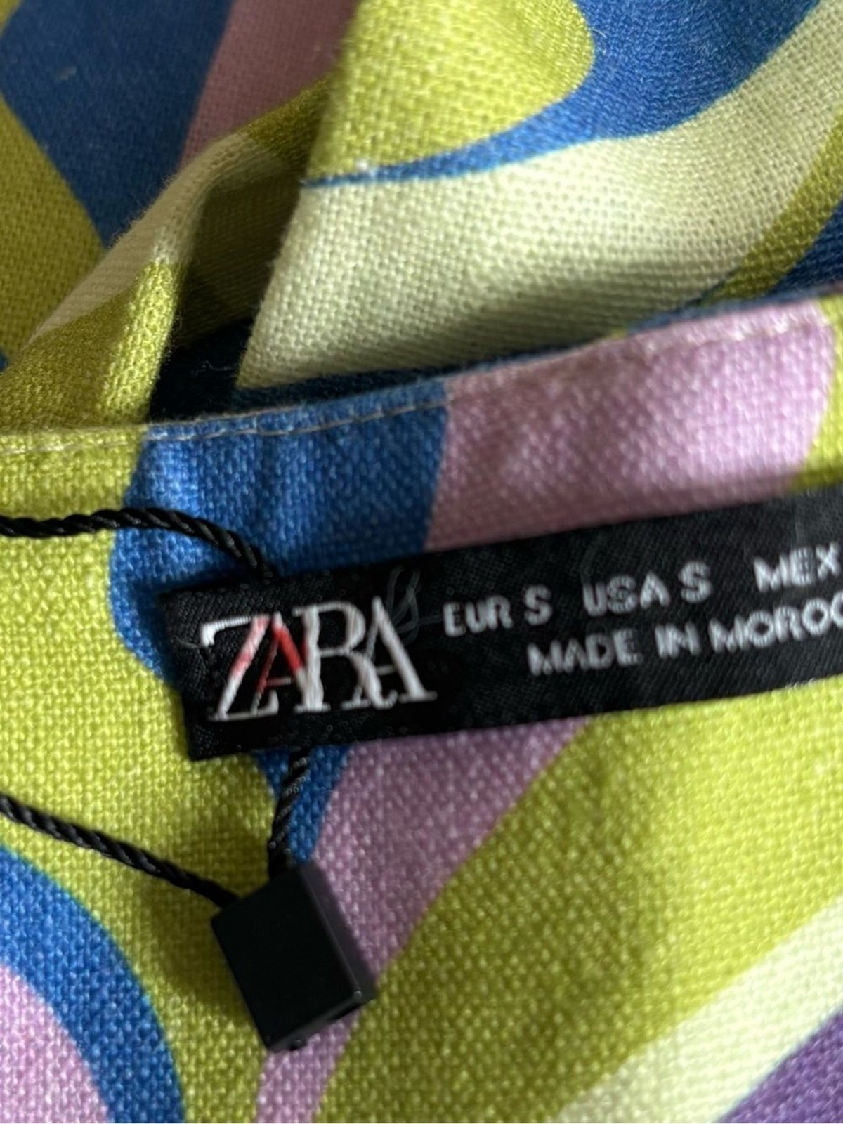 NWT Zara Abstract Print Linen Blend Wide Leg Pants Size S