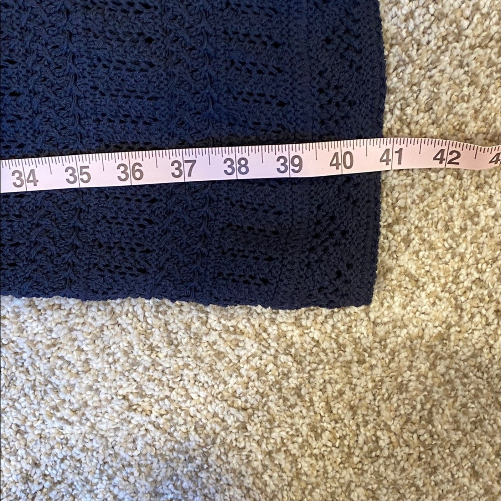 Navy blue crochet style dress size M. Sleeveless pullover linen/ rayon