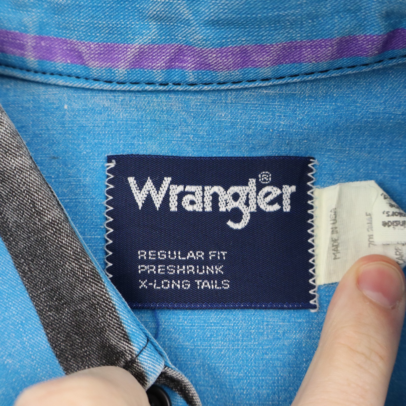 Vintage Wrangler Brushpopper Western Shirt Mens 17/35 Large Striped Made In USA