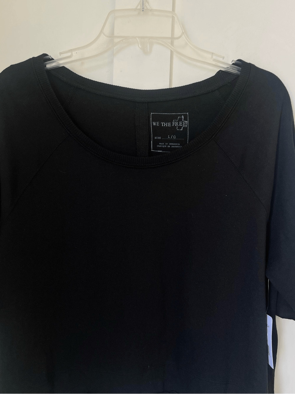 NWT Free People We The Free Black Split Back Oversized Sweatshirt Boho Top Large