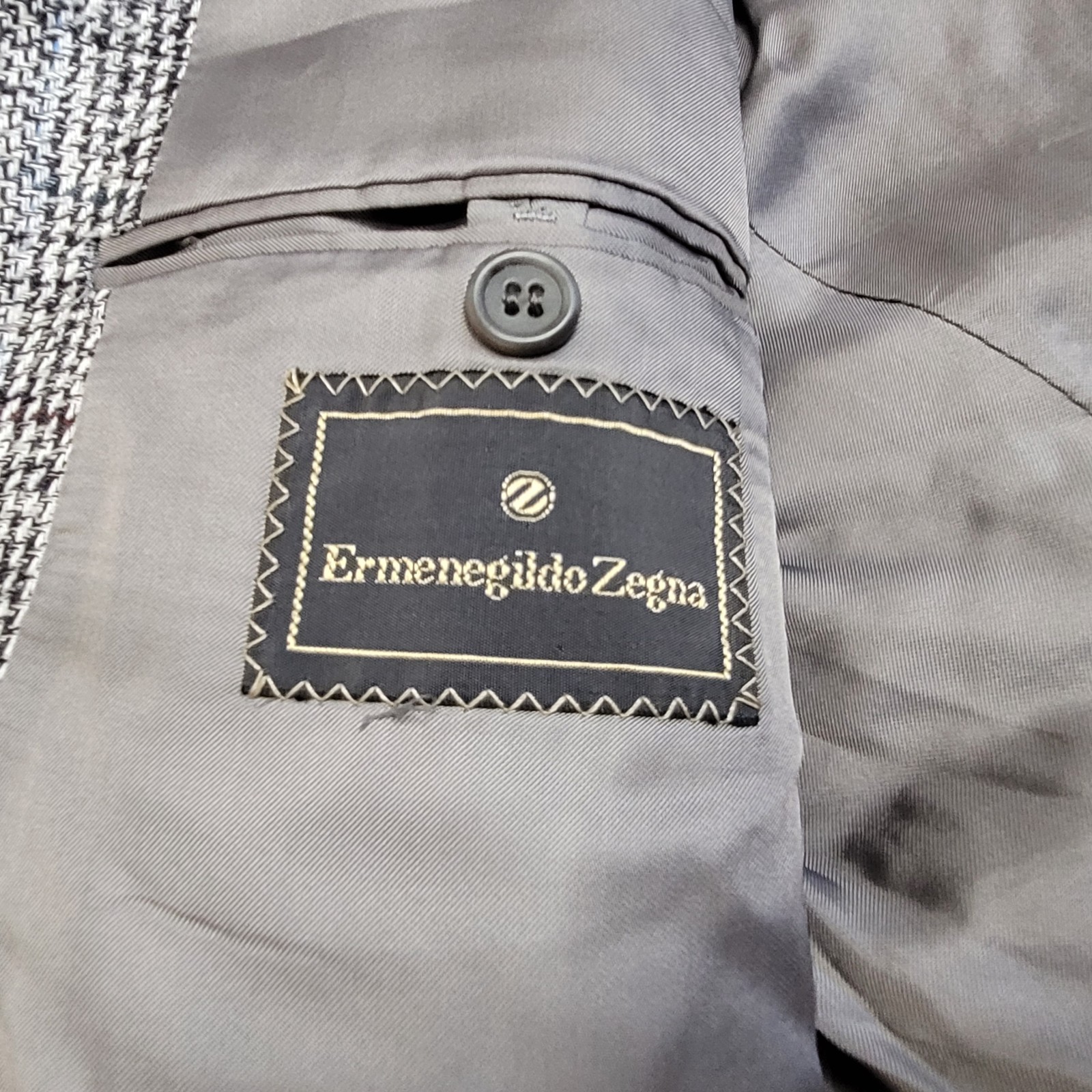 Vintage Ermenegildo Zegna Blazer Mens 46 100% Silk Sport Coat Glen Plaid 1988