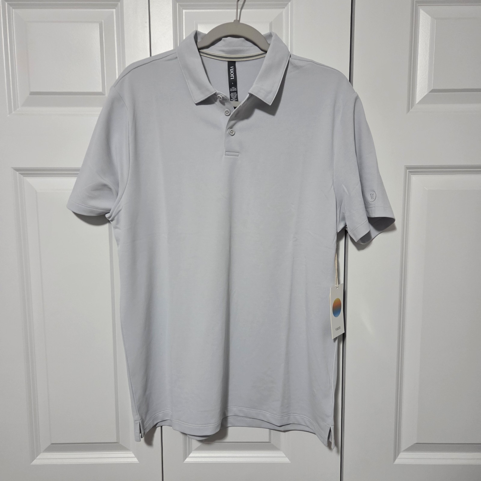 Vuori Gamepoint Polo Mens Large Frost Gray V1028 Short Sleeve Recycled Pique
