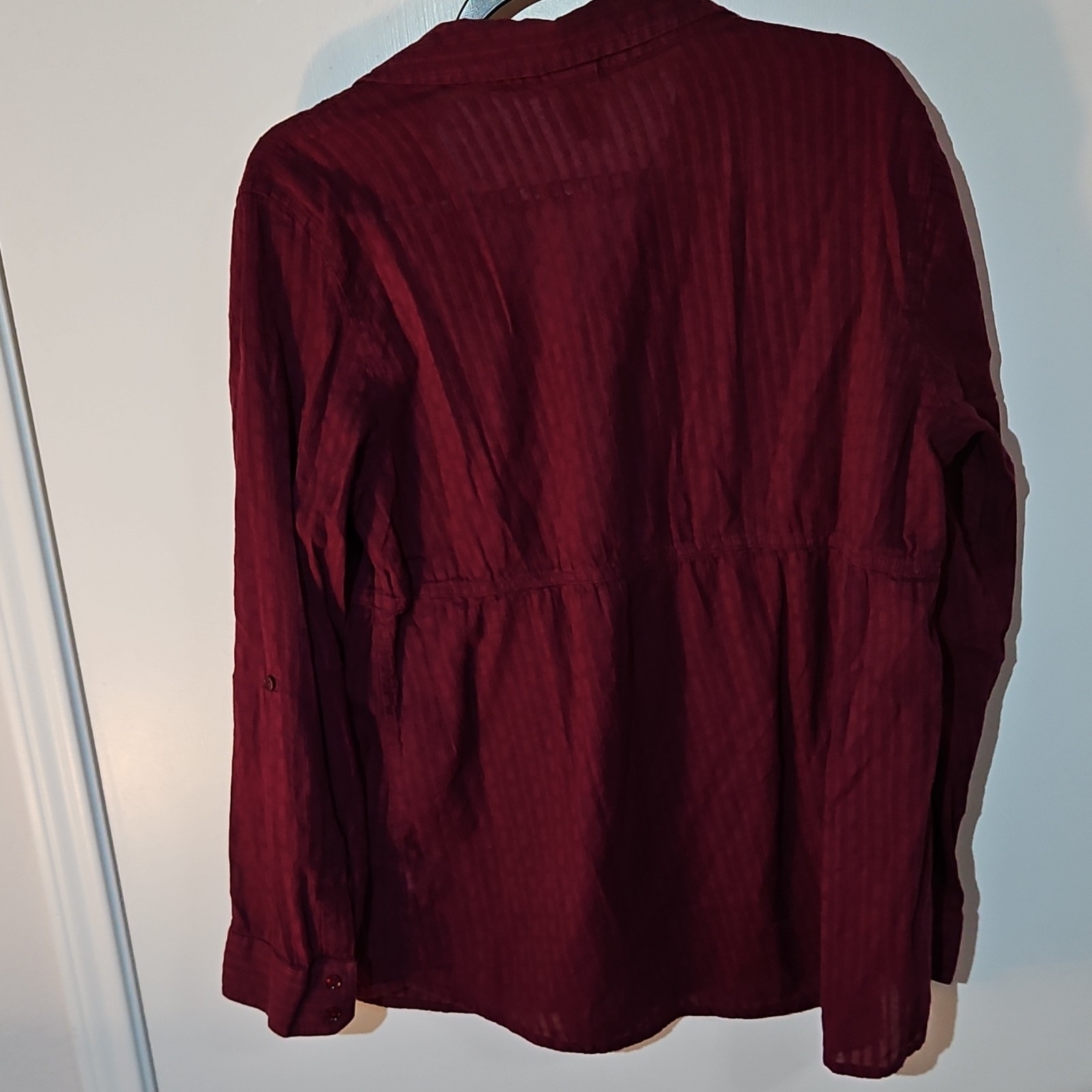 Sonoma Life + Style Burgundy Collared Long Sleeve Woven Cotton Button-Up XL