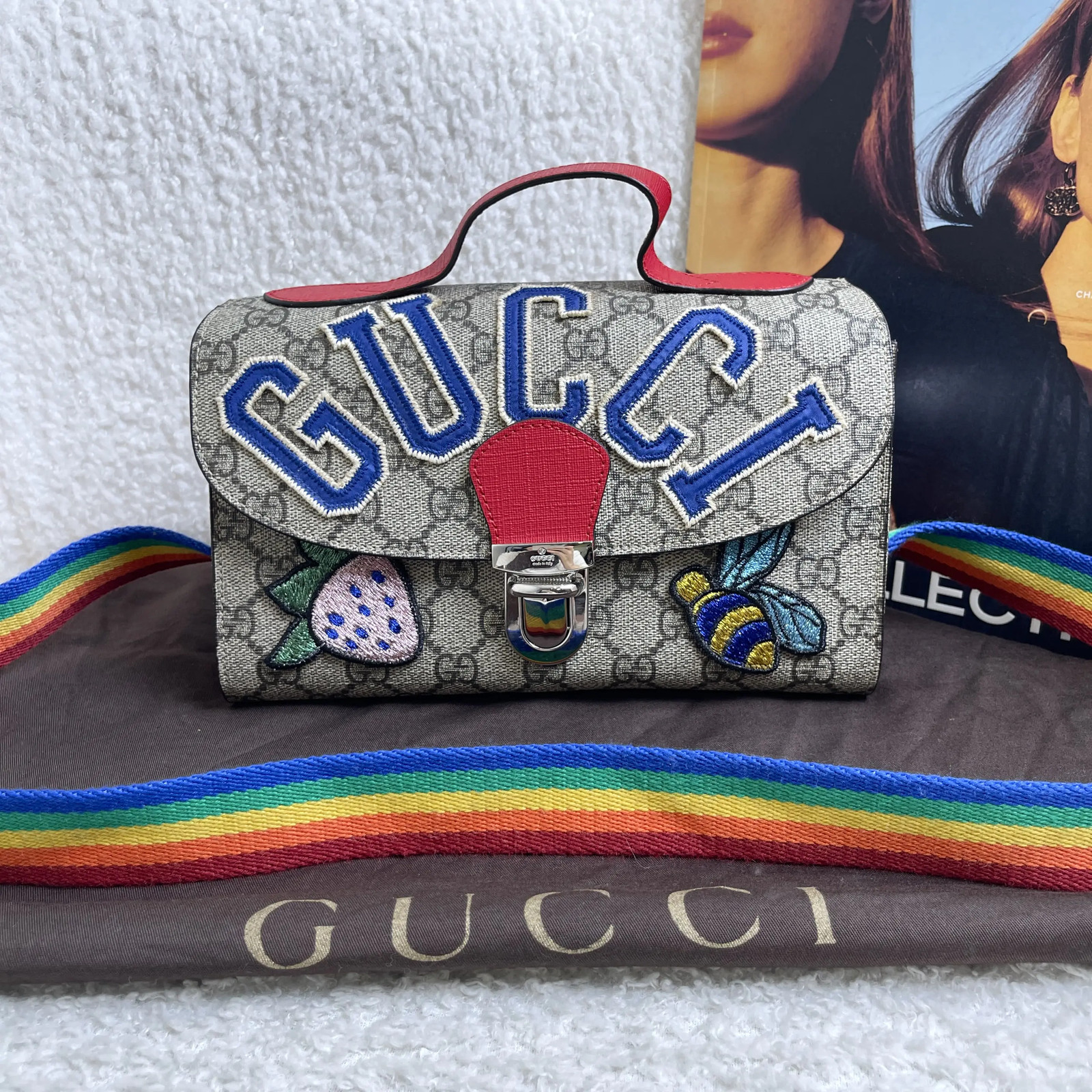 Gucci GG Embroidered Kids Messenger Bag